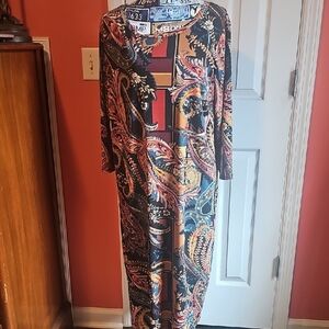 Cato Blue Orange Colors Casual 3/4 Sleeve Dress